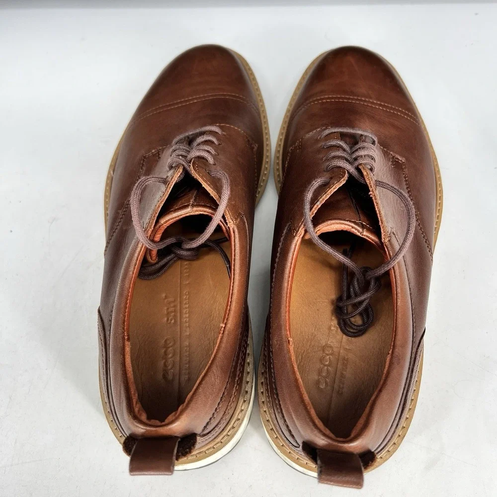 ECCO Men's St.1 Hybrid Derby Brown Cap Toe Dress Shoes EU 42 Size 8 - 8.5‎